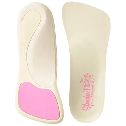 PowerStep Pinnacle SlenderFit 3/4 insoles for high heels and flats, featuring a built-in metatarsal pad to relieve ball of foot p