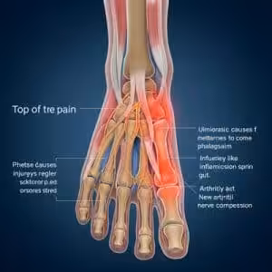 sharp pain on top of foot