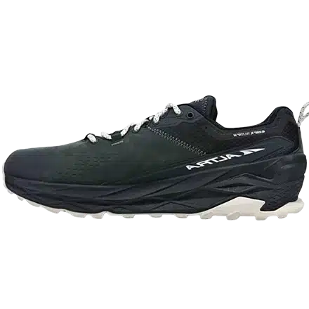 ALTRA Men's Olympus 5 Trail Running Shoe, recommended by podiatrists for maximal cushioning, Zero Drop natural foot positioning, and off-road stability.