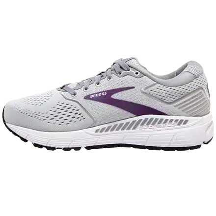 Maximum support shoe (Brooks Ariel) with GuideRails technology, recommended by podiatrists for severe over-pronation and stability.