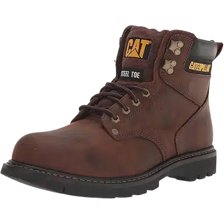 CAT Men's Second Shift Steel Toe Work Boot in Dark Brown for industrial and construction safety.