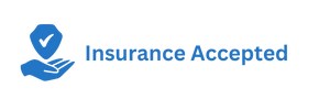 Insurance Accepted in blue, next to a blue icon of an open hand holding a shield with a checkmark on it for Balance Foot and Ankle