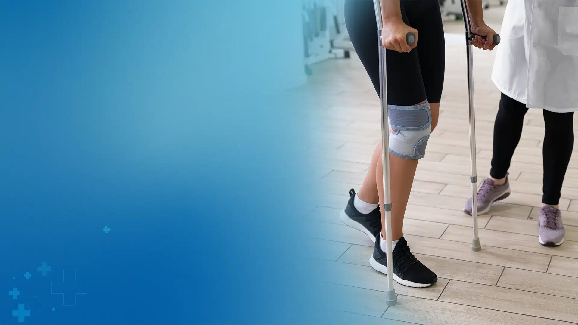 Patient Wearing A Comfortable Brace While Walking Doctor Fitting A Brace Or Close Up Of Custom Brace On Foot - Balance Foot & Ankle