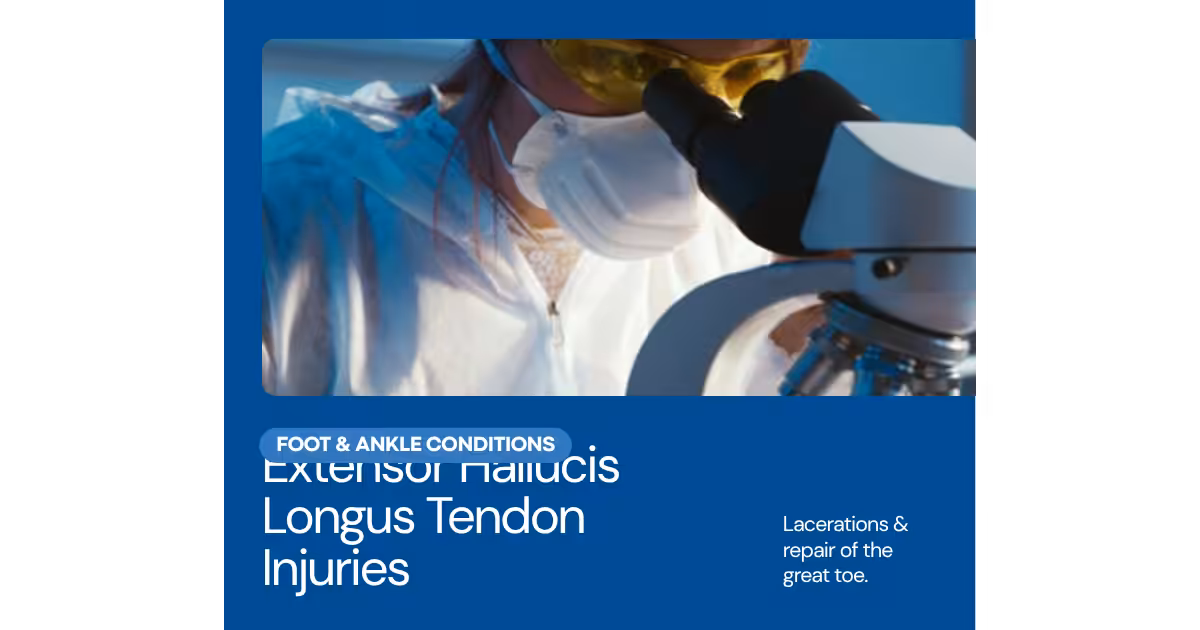 Foot surgery extensor hallucis longus tendon repair laceration Michigan podiatrist