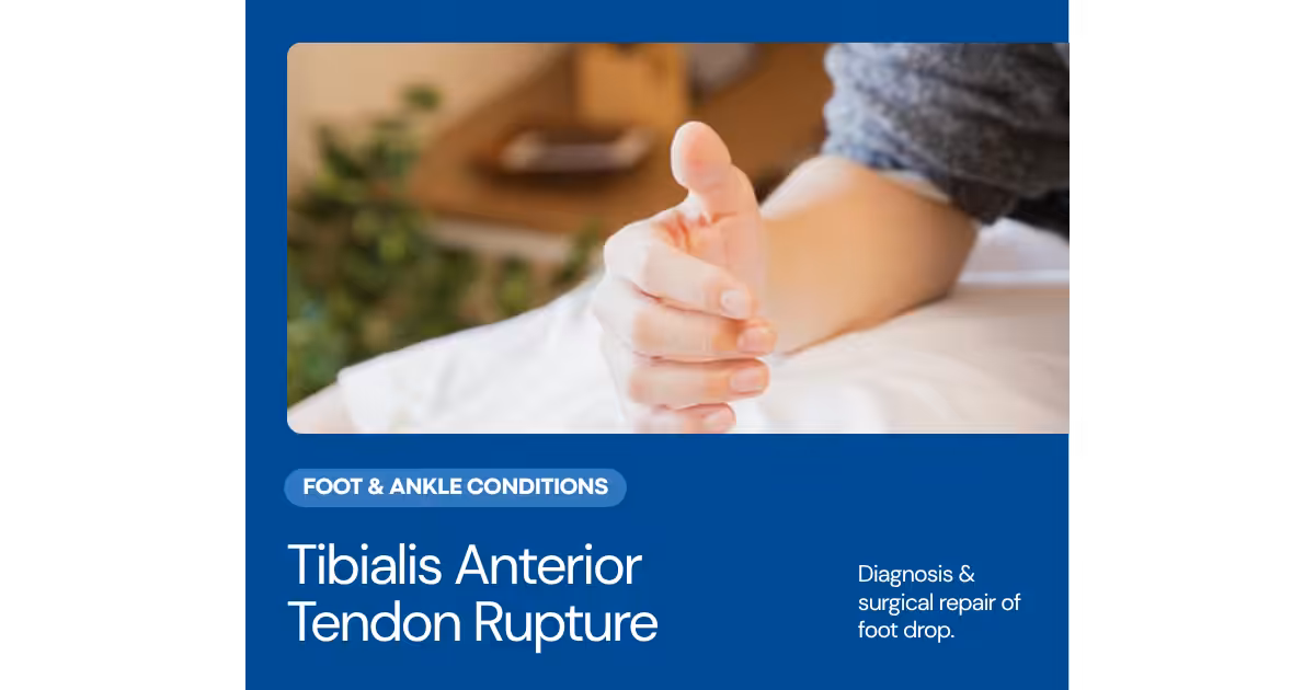 Podiatrist examining ankle tendon injury tibialis anterior rupture Michigan