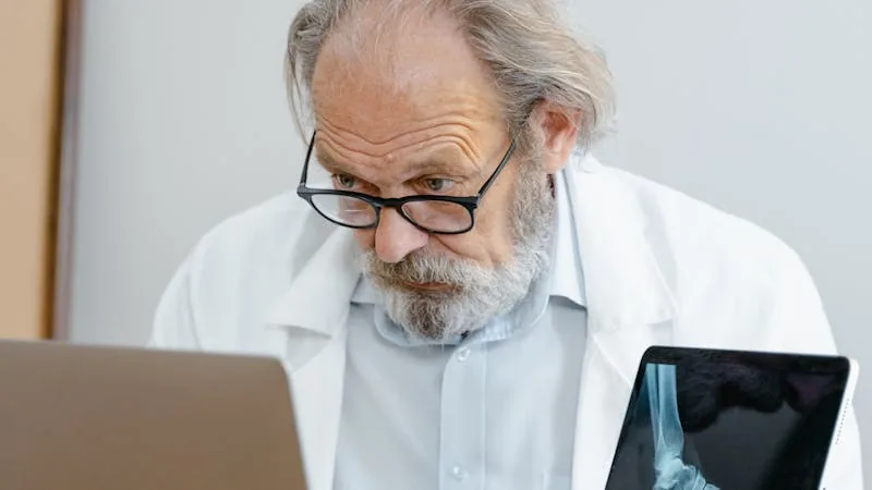 Podiatrist reviewing foot scan for diabetic neuropathy diagnosis - Balance Foot & Ankle Michigan