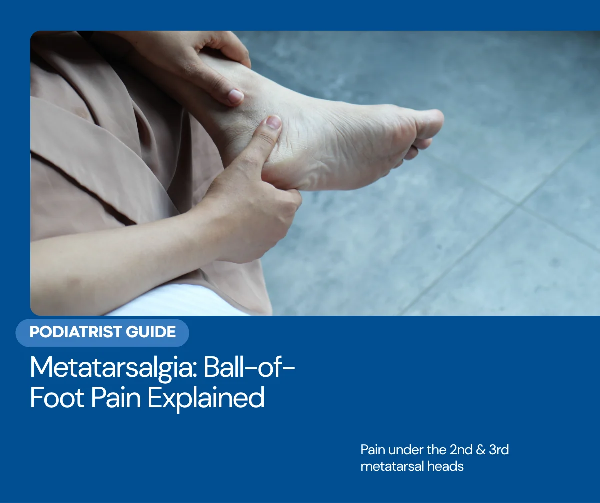 Woman holding her foot in pain from metatarsalgia - ball of foot pain treatment, Balance Foot & Ankle, Howell MI