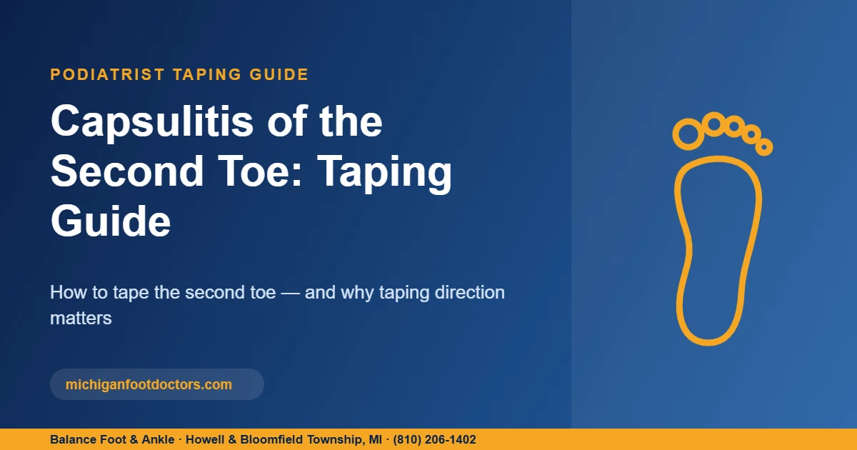 Capsulitis of the Second Toe Taping Guide - podiatrist guide title card from Balance Foot and Ankle